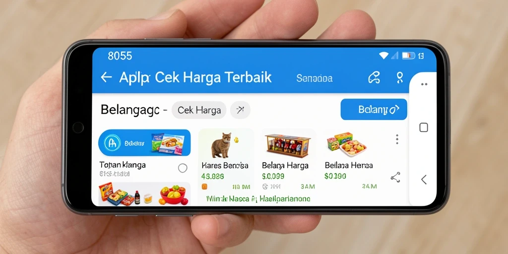 Tampilan antarmuka aplikasi Cek Harga 8055 yang informatif.