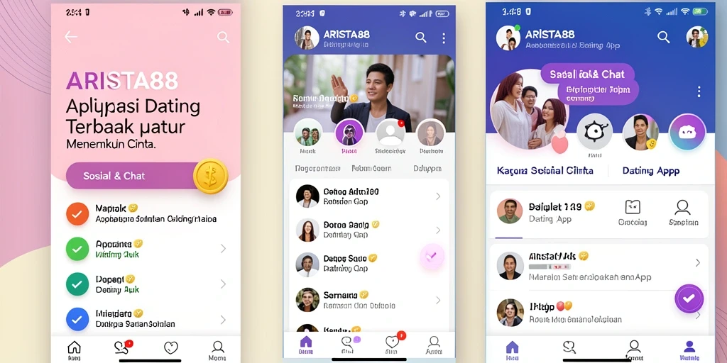 Tampilan aplikasi ARISTA88 yang memudahkan pengguna untuk mencari pasangan.