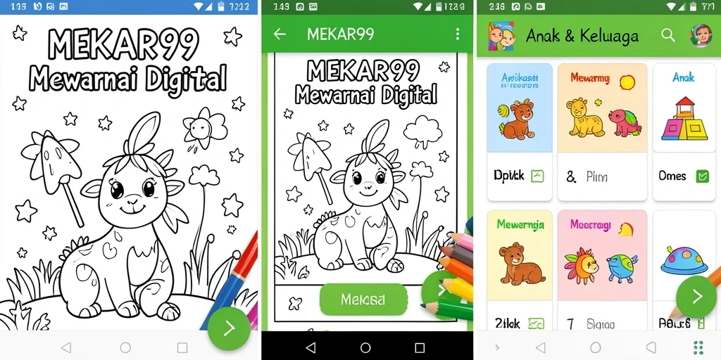 Antarmuka intuitif MEKAR99 untuk kegiatan Mewarnai Digital.